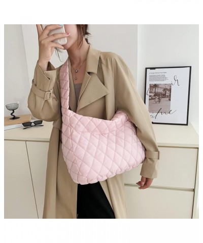 Fashion Women Shopper Bag Large Capacity Tote Handbags Rhombus Pattern Top-handle Bag Solid Portable Armpit for Tr Pink $8.47...