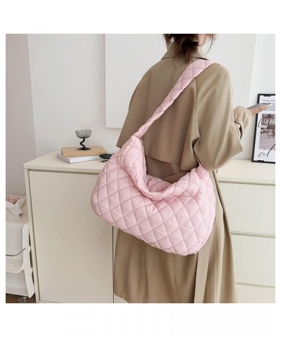 Fashion Women Shopper Bag Large Capacity Tote Handbags Rhombus Pattern Top-handle Bag Solid Portable Armpit for Tr Pink $8.47...