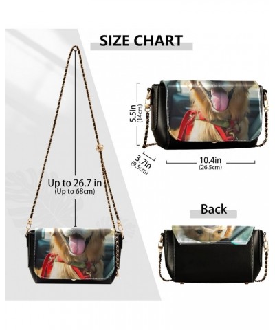 Happy Dog Leather Crossbody Bag for Women Small Handbag with Chain Strap, Flip-Top Crossbody Purse $16.40 Crossbody Bags