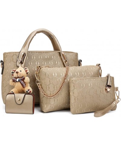 4pcs Set Handbags for Women Shoulder Bag Purse Card Holder Shopper Tote Satchels Gold $12.22 Totes