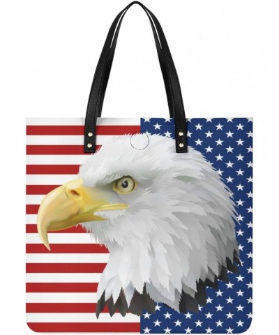 American Flag Eagle Printed Tote Bag for Women Fashion Handbag with Top Handles Shopping Bags for Work Travel $18.23 Totes