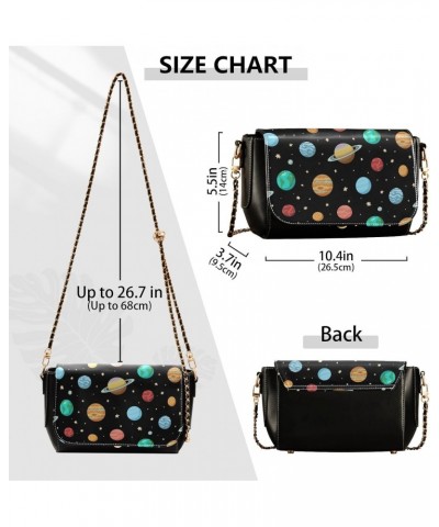 Chain Bag Solar System Planets Space Pattern Small Crossbody Bag PU Leather Shoulder Bag $18.80 Shoulder Bags