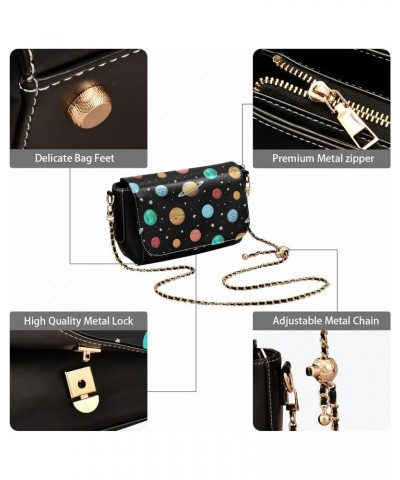 Chain Bag Solar System Planets Space Pattern Small Crossbody Bag PU Leather Shoulder Bag $18.80 Shoulder Bags