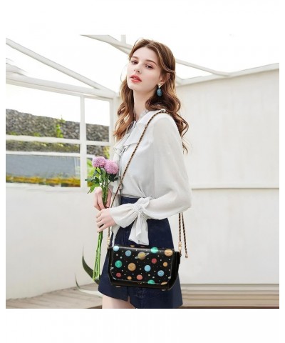 Chain Bag Solar System Planets Space Pattern Small Crossbody Bag PU Leather Shoulder Bag $18.80 Shoulder Bags