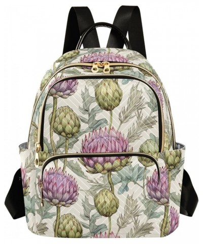 Watercolor Purple Flower Fashion Backpack Purse for Women, Casual Daypacks, Ladies Gift for Traveling Hiking Multicolor Small...