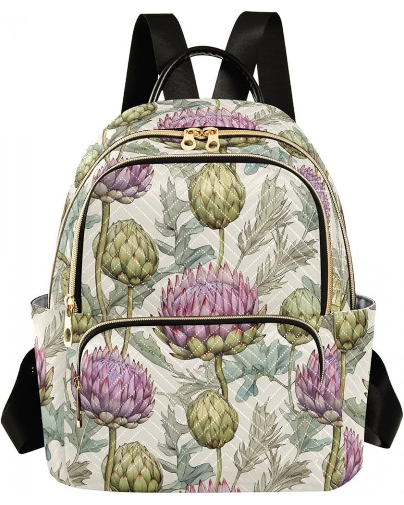 Watercolor Purple Flower Fashion Backpack Purse for Women, Casual Daypacks, Ladies Gift for Traveling Hiking Multicolor Small...