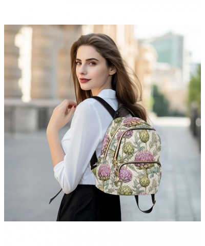 Watercolor Purple Flower Fashion Backpack Purse for Women, Casual Daypacks, Ladies Gift for Traveling Hiking Multicolor Small...