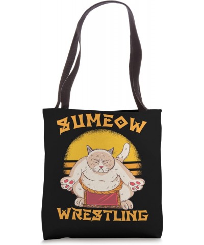 Sumo Cat Japanese Shirt Japanese Funny Kawaii Cat Art Tote Bag $15.95 Totes