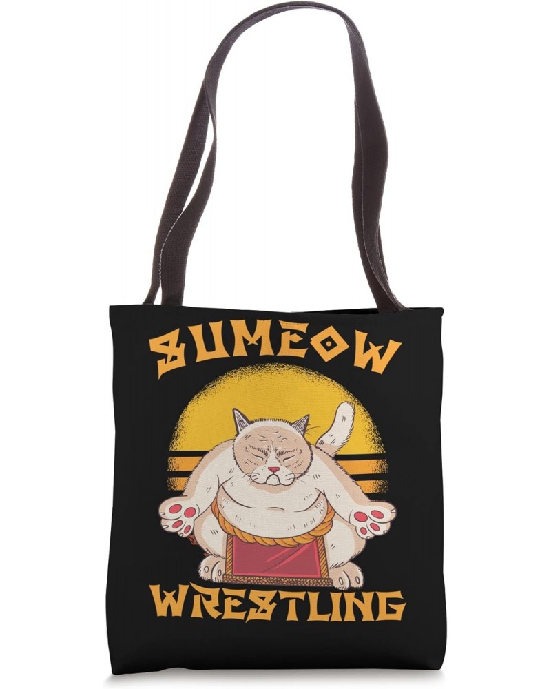 Sumo Cat Japanese Shirt Japanese Funny Kawaii Cat Art Tote Bag $15.95 Totes