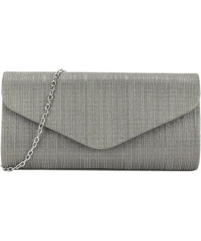 Womens Glitter Plain Clutch Bag Grey $30.54 Evening Bags