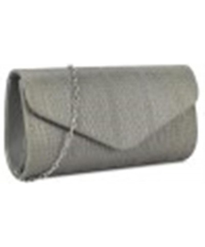 Womens Glitter Plain Clutch Bag Grey $30.54 Evening Bags