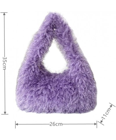 Fluffy Tote Bag for Women Shoulder Bag Chic Fluffy Top Handle Handbag Y2k Purse Small Hobo Bag Pink $20.39 Totes