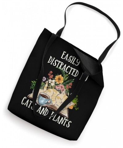 Cute Pet Cat Plant Lover Easily Distracted By Plants and Cat Tote Bag $14.56 Totes