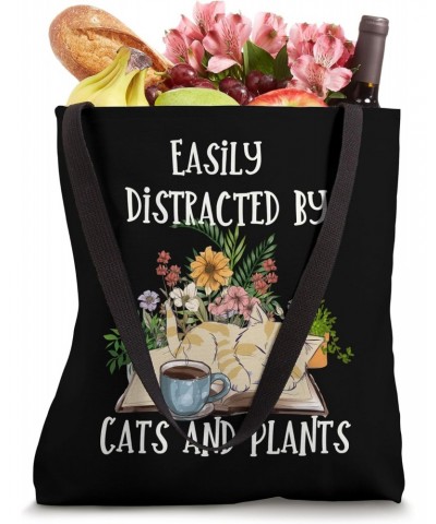 Cute Pet Cat Plant Lover Easily Distracted By Plants and Cat Tote Bag $14.56 Totes