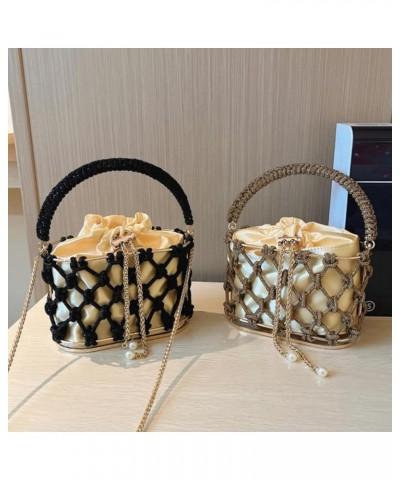 Pearl Top Handle Purse for Women Elegant Metal Bucket Bag Glitter Evening Clutches for Wedding Party Prom A-gold $24.19 Eveni...