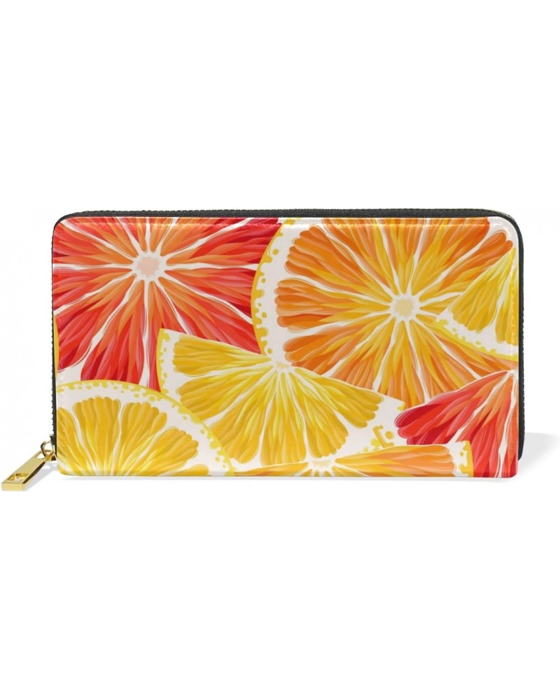 Women Leather Wallet Lemonade Multi Functions Zipper Clutch Purse Cards Holder Long $18.47 Wallets