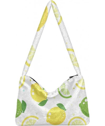 Lemon Fruit Shoulder Tote Bags for Women Furry Crossbody bag Hobo Handbag Purses for Work Travel College $8.82 Totes