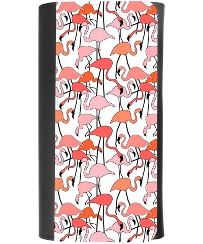 (Flamingo Bird Wallpaper) women's Patterned Leather Buckle Trifold Wallet Bag Pouch Holster With Credit Card Holder insurance...