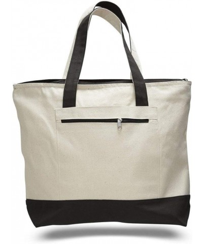 Set of 2- Eco-Friendly Deluxe Heavy Cotton Zippered Tote Bags Black Black $12.41 Totes