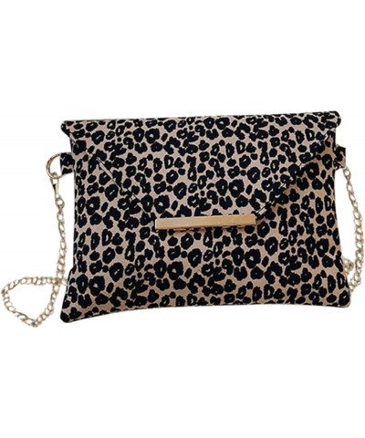 Women's Fashion Leopard Print Bag Coin Purse Shoulder Bag Chain Bag Khaki One Size $10.81 Shoulder Bags