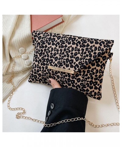 Women's Fashion Leopard Print Bag Coin Purse Shoulder Bag Chain Bag Khaki One Size $10.81 Shoulder Bags