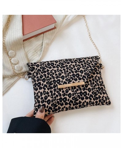 Women's Fashion Leopard Print Bag Coin Purse Shoulder Bag Chain Bag Khaki One Size $10.81 Shoulder Bags