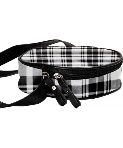 Crossbody Bags for Women,Crossbody Bag Men,Small Sling Bag,Black and White Plaid,Crossbody Purse $10.53 Crossbody Bags