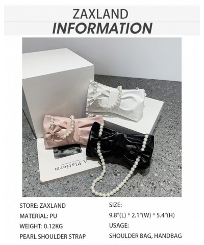 Women Cute Bowknot Shoulder Handbag with Pearl Chain Bowknot Evening Clutch Purse for Party Shopping (Black) White $28.91 Eve...