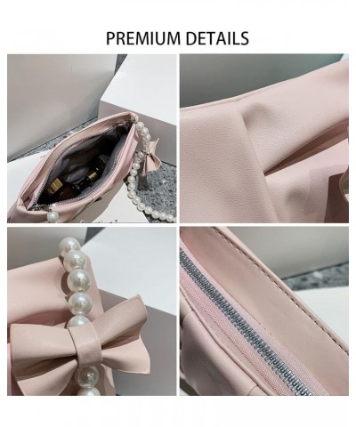 Women Cute Bowknot Shoulder Handbag with Pearl Chain Bowknot Evening Clutch Purse for Party Shopping (Black) White $28.91 Eve...