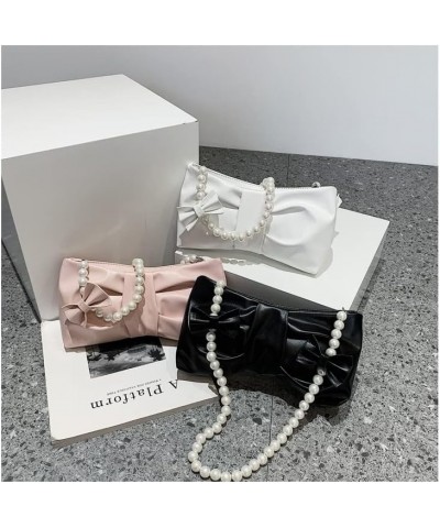 Women Cute Bowknot Shoulder Handbag with Pearl Chain Bowknot Evening Clutch Purse for Party Shopping (Black) White $28.91 Eve...