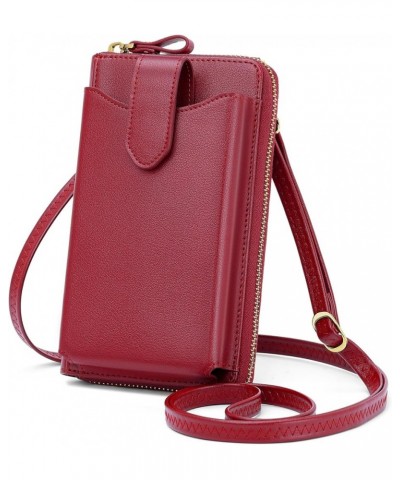 Small Crossbody Cell Phone Purse for Women, Lightweight Mini Shoulder Bag Wallet with Credit Card Slots Z01-wine Red $10.56 C...