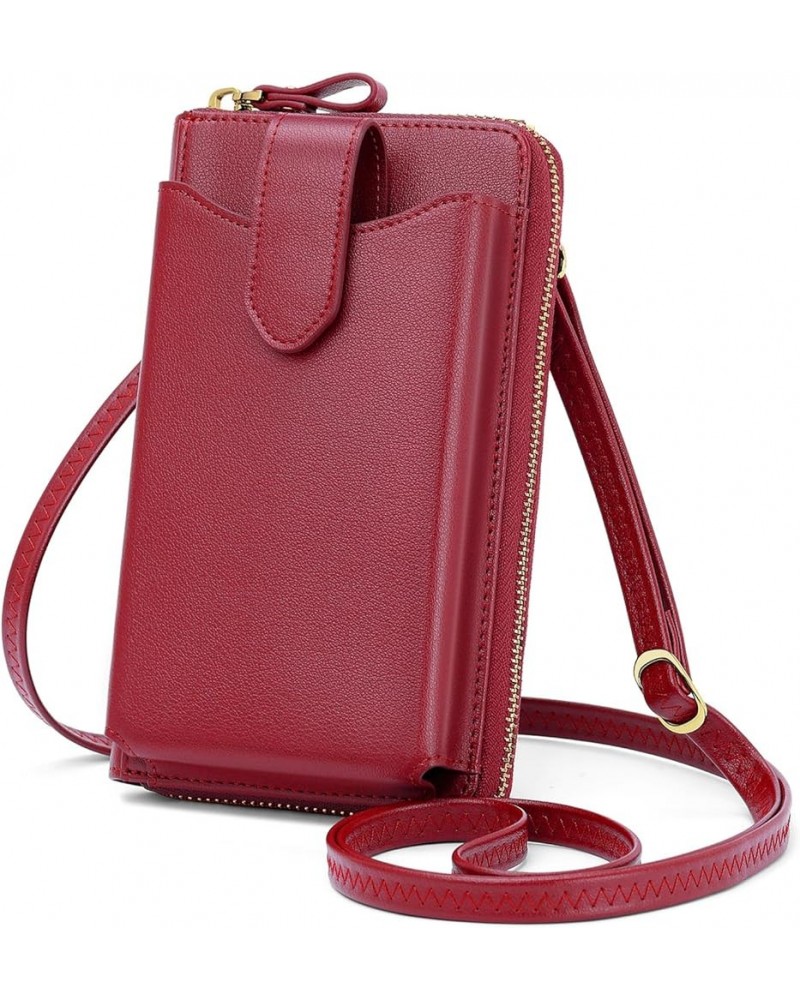 Small Crossbody Cell Phone Purse for Women, Lightweight Mini Shoulder Bag Wallet with Credit Card Slots Z01-wine Red $10.56 C...