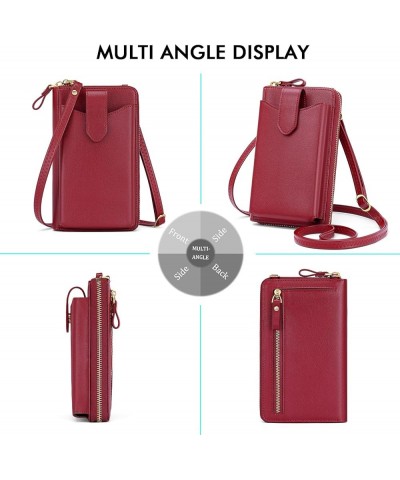 Small Crossbody Cell Phone Purse for Women, Lightweight Mini Shoulder Bag Wallet with Credit Card Slots Z01-wine Red $10.56 C...