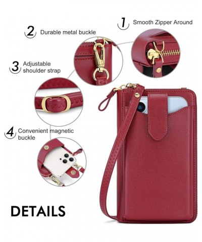 Small Crossbody Cell Phone Purse for Women, Lightweight Mini Shoulder Bag Wallet with Credit Card Slots Z01-wine Red $10.56 C...