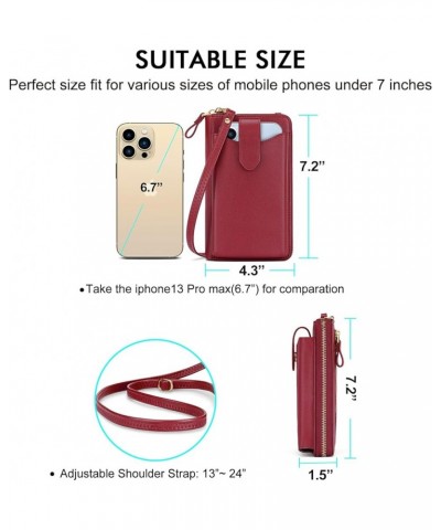 Small Crossbody Cell Phone Purse for Women, Lightweight Mini Shoulder Bag Wallet with Credit Card Slots Z01-wine Red $10.56 C...