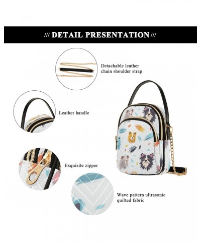 Multi Dog Crossbody Handbags for Women Casual Leather Shoulder Phone Purse $10.66 Crossbody Bags