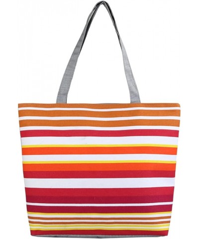 Women Canvas Shoulder Bag Stripe Pattern Handbag Shopping Tote Bag Color K $16.09 Totes