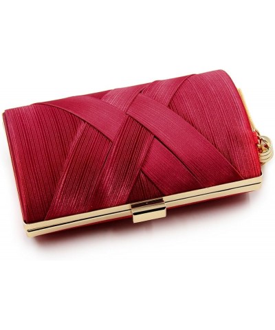 Women and Ladies Satin Evening bags Wedding Clutches Handbags with Tassel Pendant Red $30.35 Evening Bags