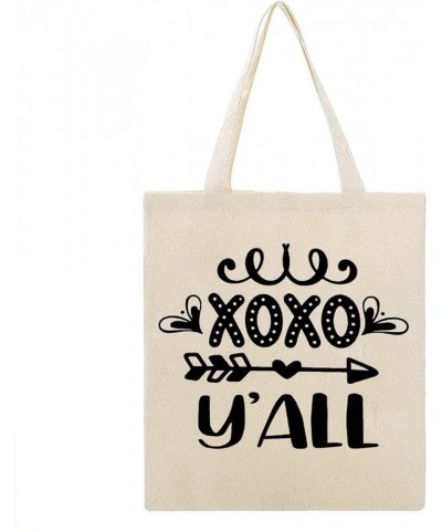 XOXO Y'all Canvas Tote Bag with Handle Cute Book Bag Shopping Shoulder Bag Romantic Gifts for Women Girls Style-1 $12.17 Shou...