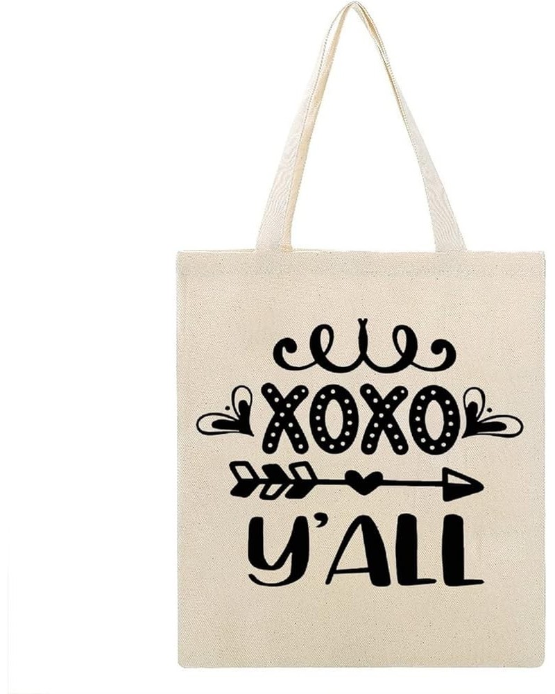 XOXO Y'all Canvas Tote Bag with Handle Cute Book Bag Shopping Shoulder Bag Romantic Gifts for Women Girls Style-1 $12.17 Shou...