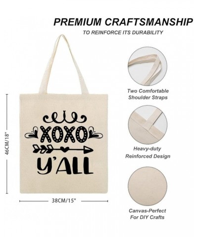 XOXO Y'all Canvas Tote Bag with Handle Cute Book Bag Shopping Shoulder Bag Romantic Gifts for Women Girls Style-1 $12.17 Shou...