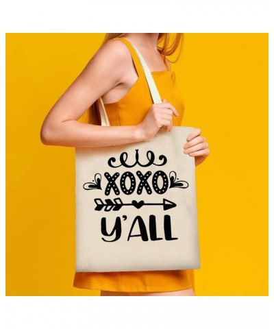 XOXO Y'all Canvas Tote Bag with Handle Cute Book Bag Shopping Shoulder Bag Romantic Gifts for Women Girls Style-1 $12.17 Shou...