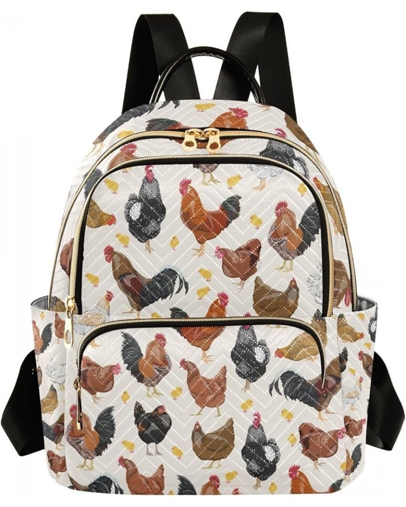 Small Backpack for Women Travel Bag Hens Roosters Chickens Daypack Purse Fashion Shoulder Bag Rucksack Small B255 $11.96 Back...