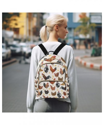 Small Backpack for Women Travel Bag Hens Roosters Chickens Daypack Purse Fashion Shoulder Bag Rucksack Small B255 $11.96 Back...