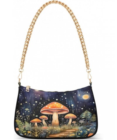 Shoulder Bags for Women Ysterious Forest Mushroom Night Hobo Tote Handbag Small Clutch Purse with Zipper Closure $17.35 Shoul...