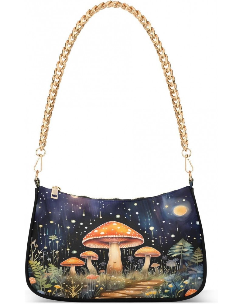 Shoulder Bags for Women Ysterious Forest Mushroom Night Hobo Tote Handbag Small Clutch Purse with Zipper Closure $17.35 Shoul...