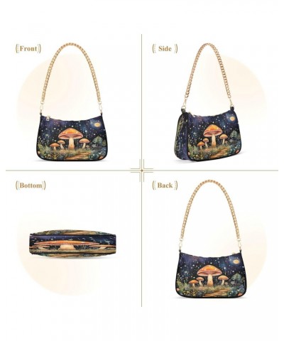 Shoulder Bags for Women Ysterious Forest Mushroom Night Hobo Tote Handbag Small Clutch Purse with Zipper Closure $17.35 Shoul...