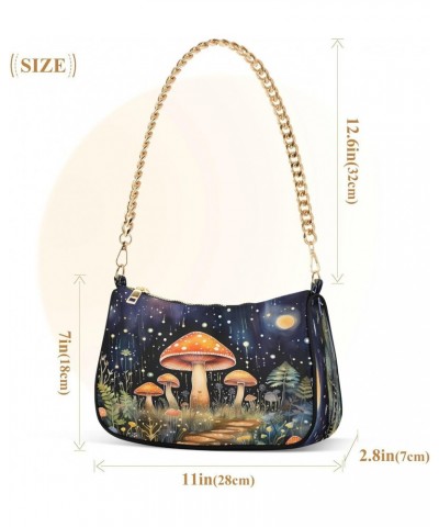 Shoulder Bags for Women Ysterious Forest Mushroom Night Hobo Tote Handbag Small Clutch Purse with Zipper Closure $17.35 Shoul...