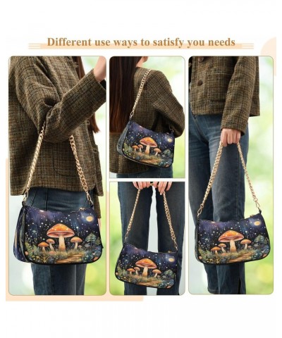 Shoulder Bags for Women Ysterious Forest Mushroom Night Hobo Tote Handbag Small Clutch Purse with Zipper Closure $17.35 Shoul...