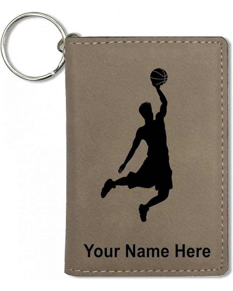 ID Holder Wallet, Basketball Slam Dunk Man, Personalized Engraving Included (Teal) Light Brown $15.11 Wallets